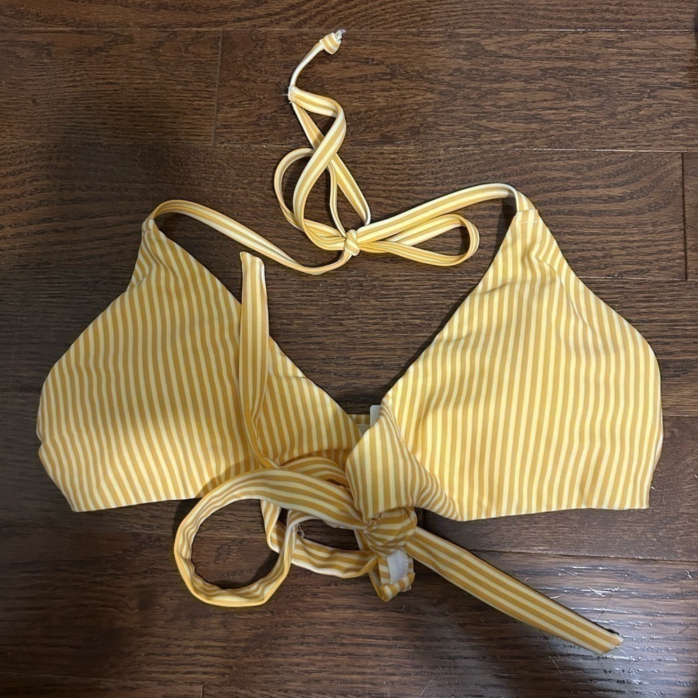 Hollister Yellow Striped Bikini Top